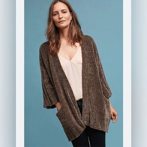 Anthropologie Moth Brown Chenille Cardigan